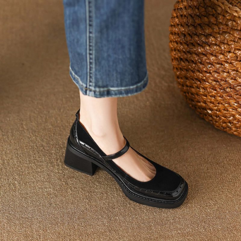 Hanna Kvinnors Läder Carving Design Pumps - Svart