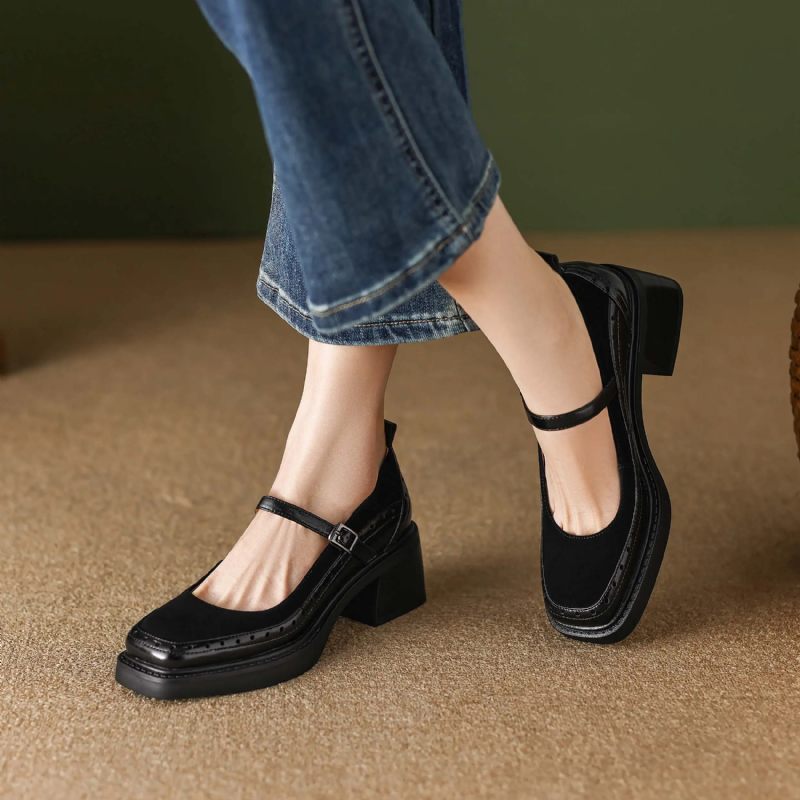 Hanna Kvinnors Läder Carving Design Pumps - Svart