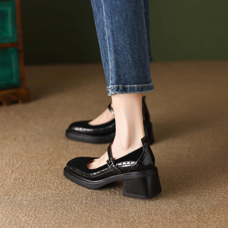 Hanna Kvinnors Läder Carving Design Pumps - Svart