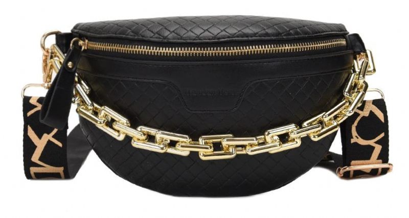 Holny Small Crossbody-handväska I Läder Med Tjock Kedja För Kvinnor - Svart