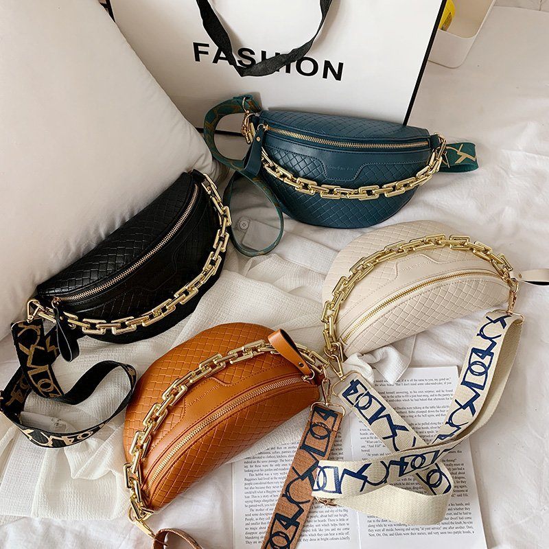 Holny Small Crossbody-handväska I Läder Med Tjock Kedja För Kvinnor - Svart
