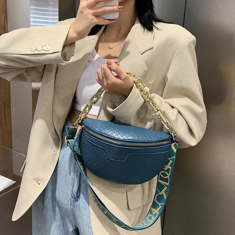 Holny Small Crossbody-handväska I Läder Med Tjock Kedja För Kvinnor - Svart