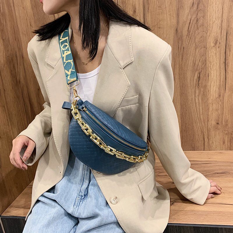 Holny Small Crossbody-handväska I Läder Med Tjock Kedja För Kvinnor - Svart