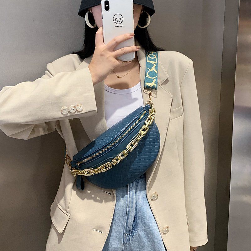 Holny Small Crossbody-handväska I Läder Med Tjock Kedja För Kvinnor - Svart