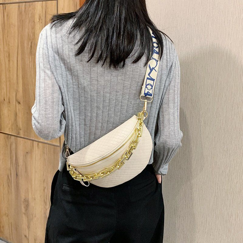 Holny Small Crossbody-handväska I Läder Med Tjock Kedja För Kvinnor - Svart