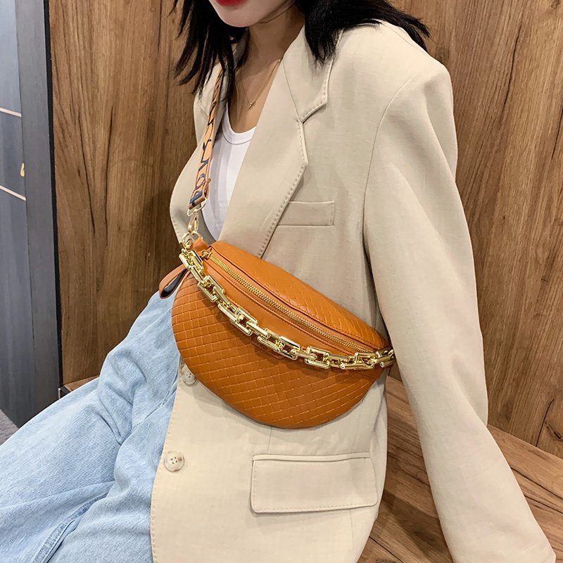 Holny Small Crossbody-handväska I Läder Med Tjock Kedja För Kvinnor - Svart