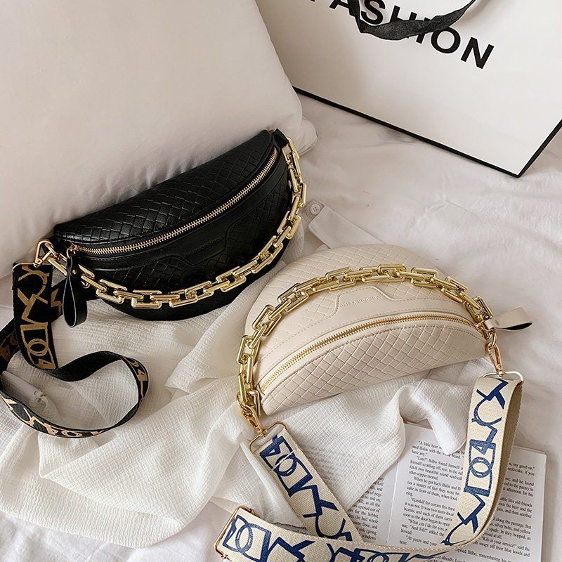 Holny Small Crossbody-handväska I Läder Med Tjock Kedja För Kvinnor - Svart