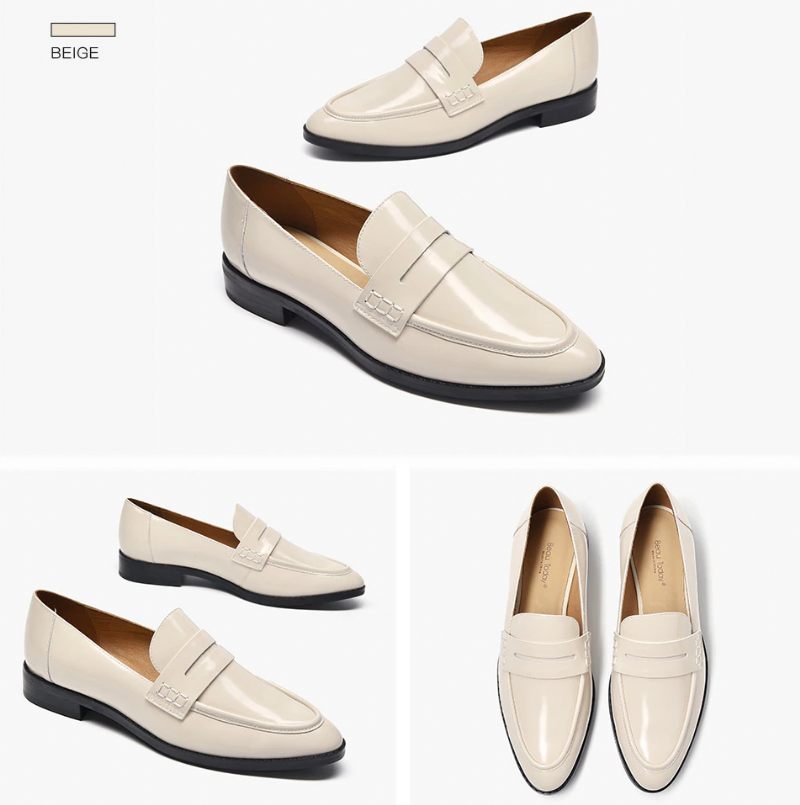 Hospina Penny Leather Loafer Skor För Kvinnor - Beige