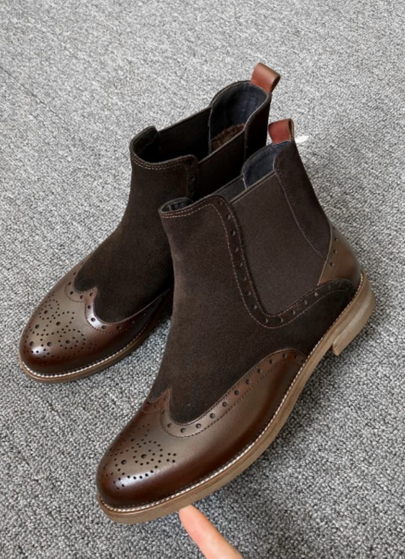 Indira Chelsea Booties Ankellängd - Brun-svinskinn