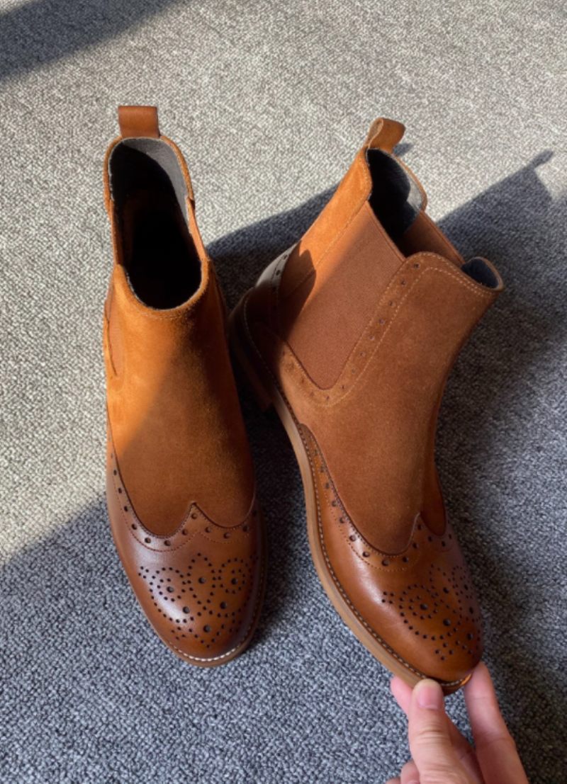 Indira Chelsea Booties Ankellängd - Brun-svinskinn