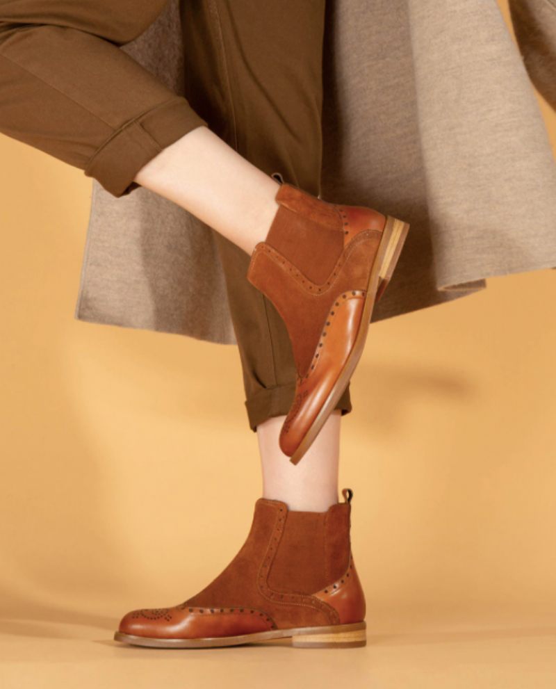 Indira Chelsea Booties Ankellängd - Brun-svinskinn