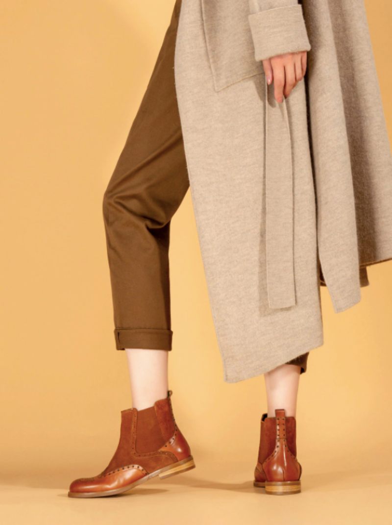 Indira Chelsea Booties Ankellängd - Brun-svinskinn