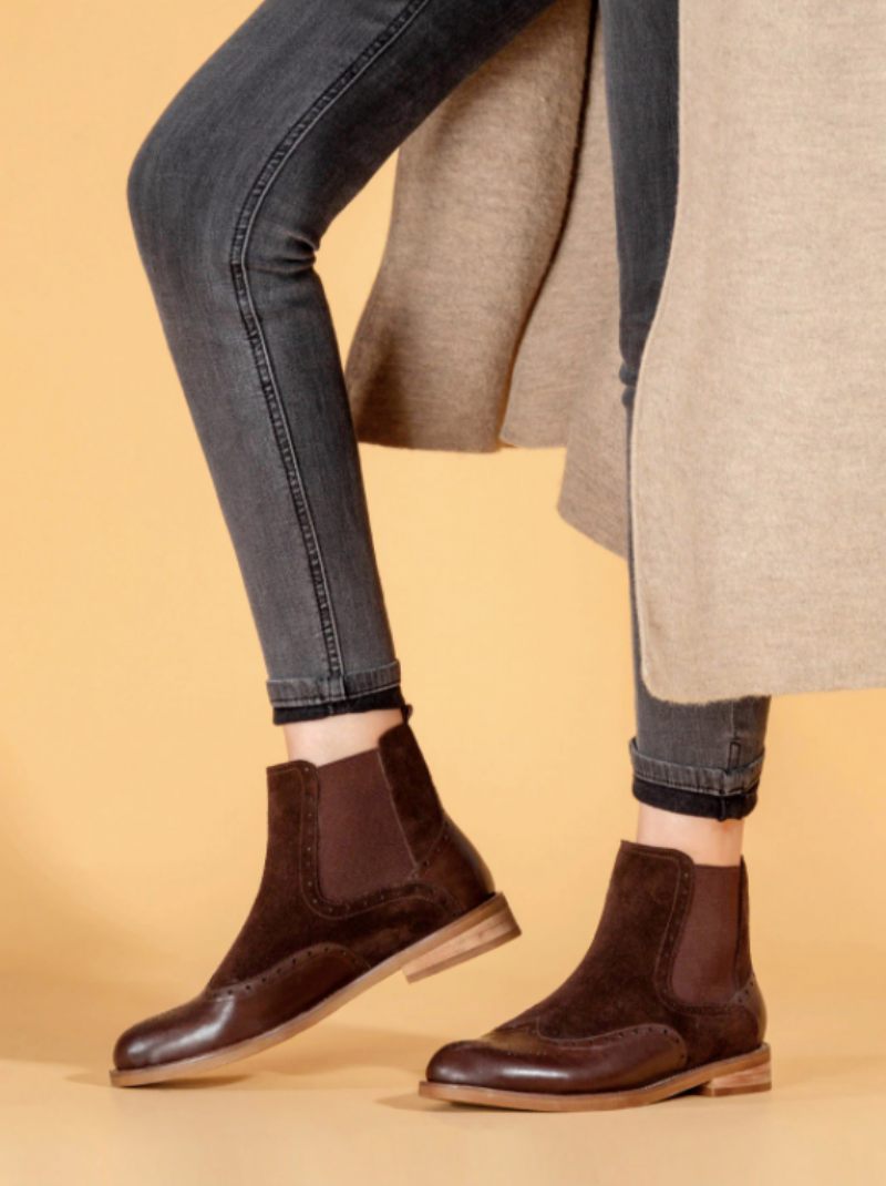 Indira Chelsea Booties Ankellängd - Brun-svinskinn