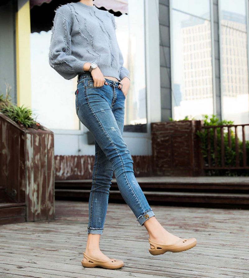 Iza Slip-on Platta Sommarskor Som Andas För Kvinnor - Beige