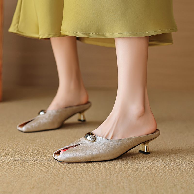 Iza Vintage Mules Med Öppen Tå För Kvinnor - Grön