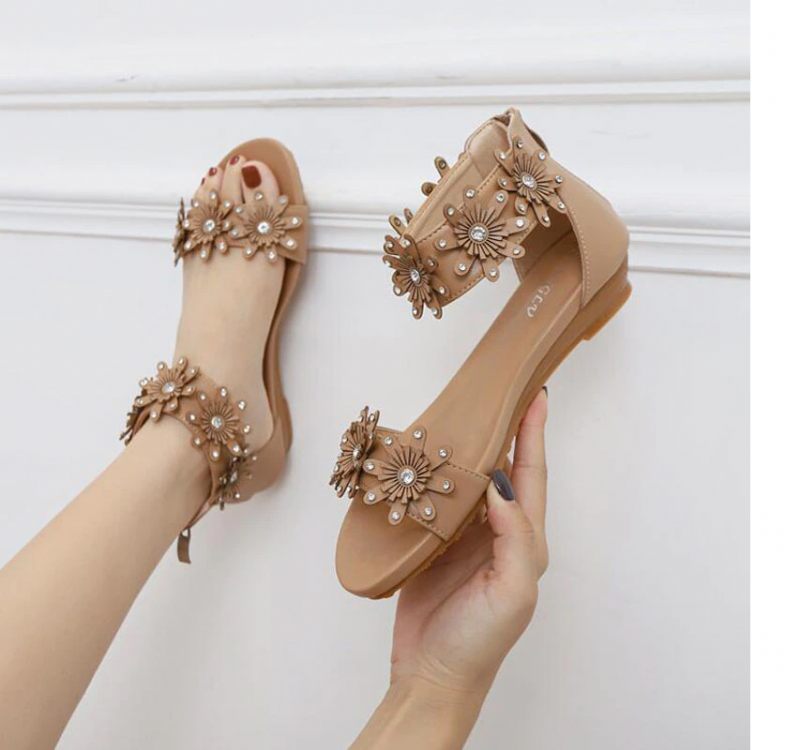 Janina Ankelrem För Kvinnor Platt Romersk Sandal - Brun