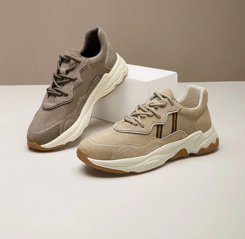 Jeff Sneakers I Mocka För Män - Beige