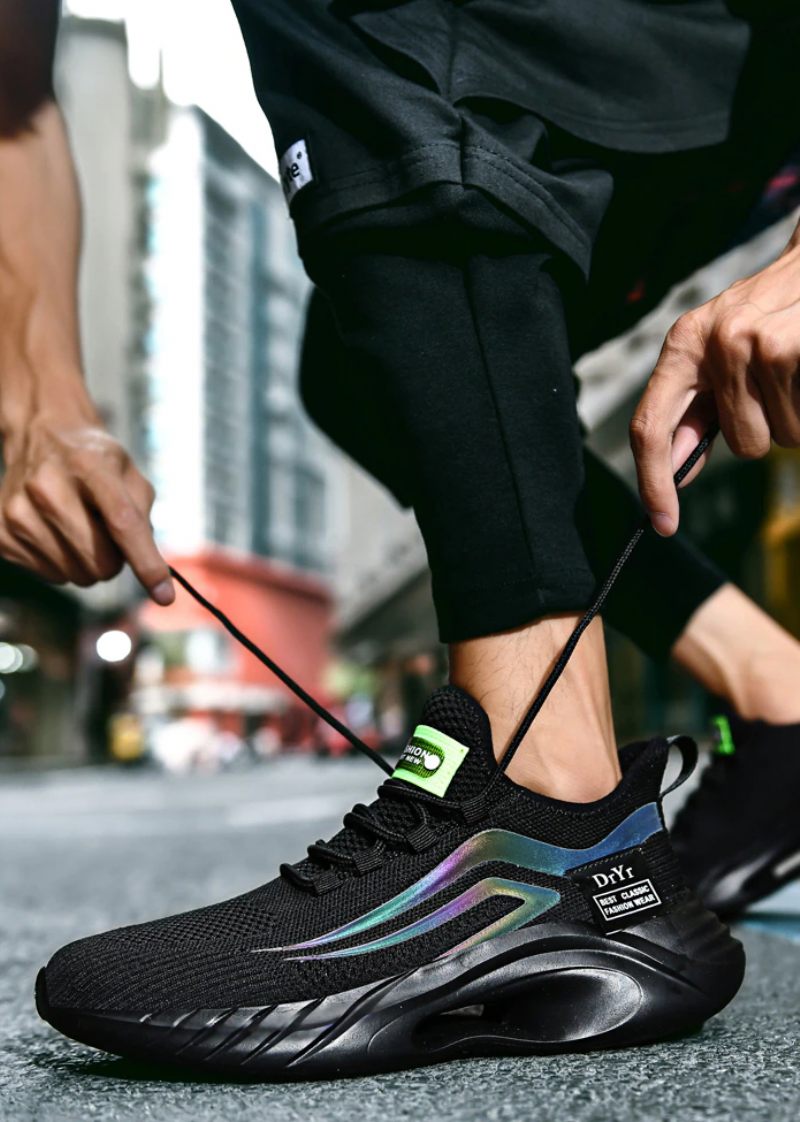 Jersey Löparsneakers För Män - Svart