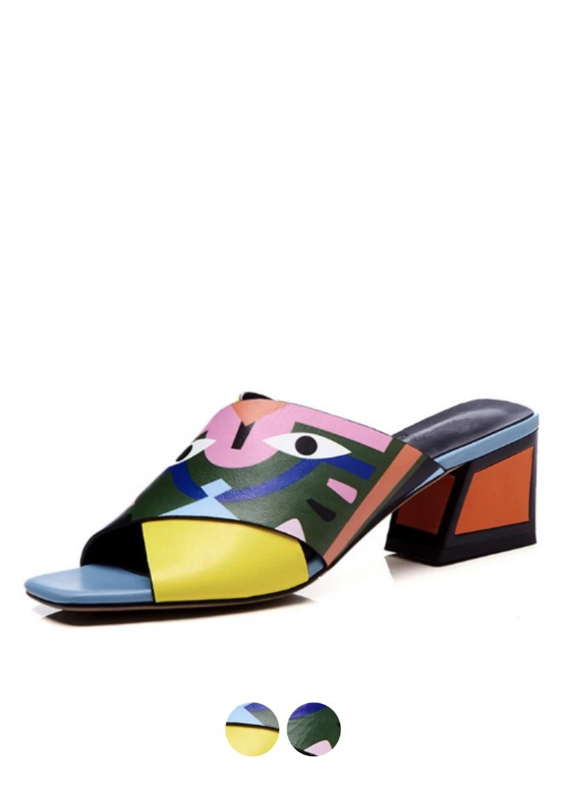 Jonkins Dam Med Tryck Klackad Sandal