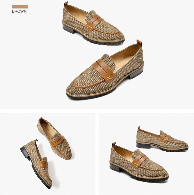 Kaley Platt Läder Loaferskor För Kvinnor - Brun