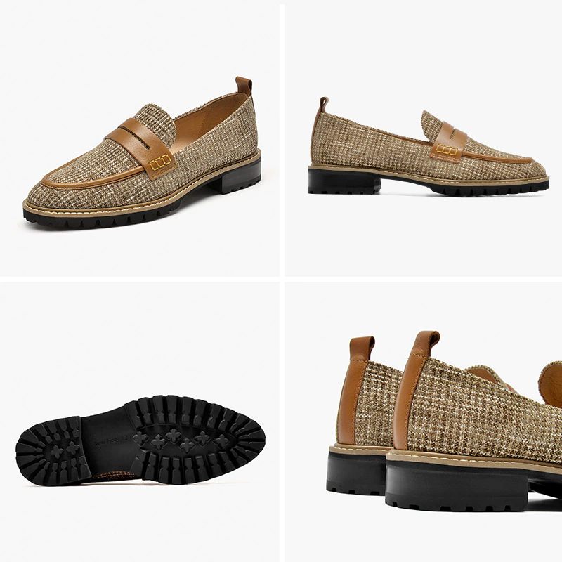 Kaley Platt Läder Loaferskor För Kvinnor - Brun
