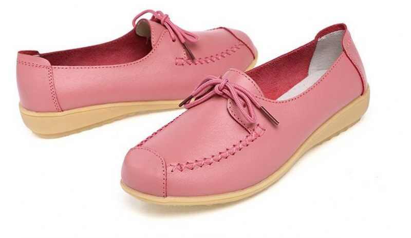 Katalina Platta Läder Loaferskor För Kvinnor - Rosa