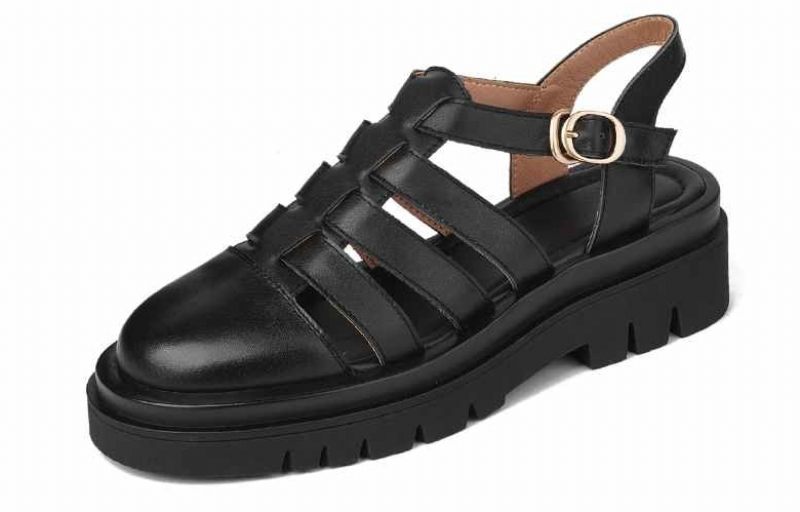 Kity Lädersandal Med Rund Tå För Kvinnor - Beige