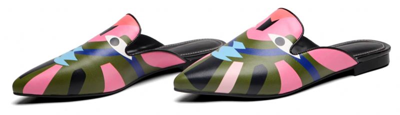 Koky Damtryckta Smal Toe Mules Skor - Rosa