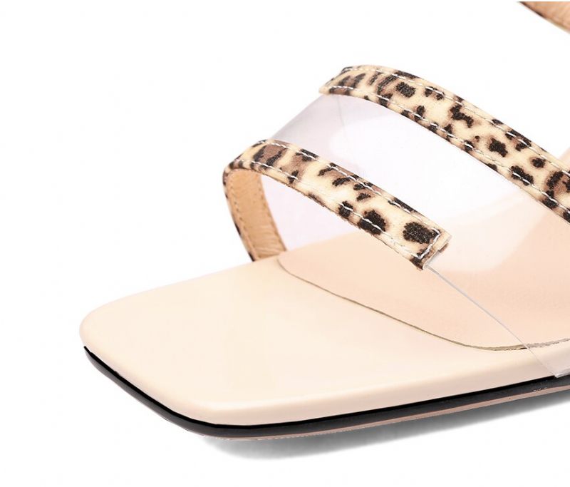 Korall Sandal Med Hög Klack Med Öppen Tå - Aprikos