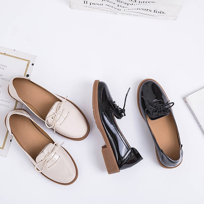Kymi Casual Leather Loafer Skor För Kvinnor - Beige