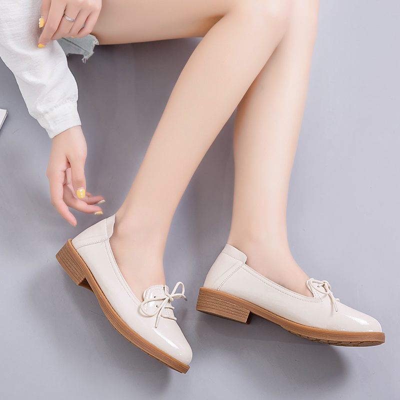 Kymi Casual Leather Loafer Skor För Kvinnor - Beige