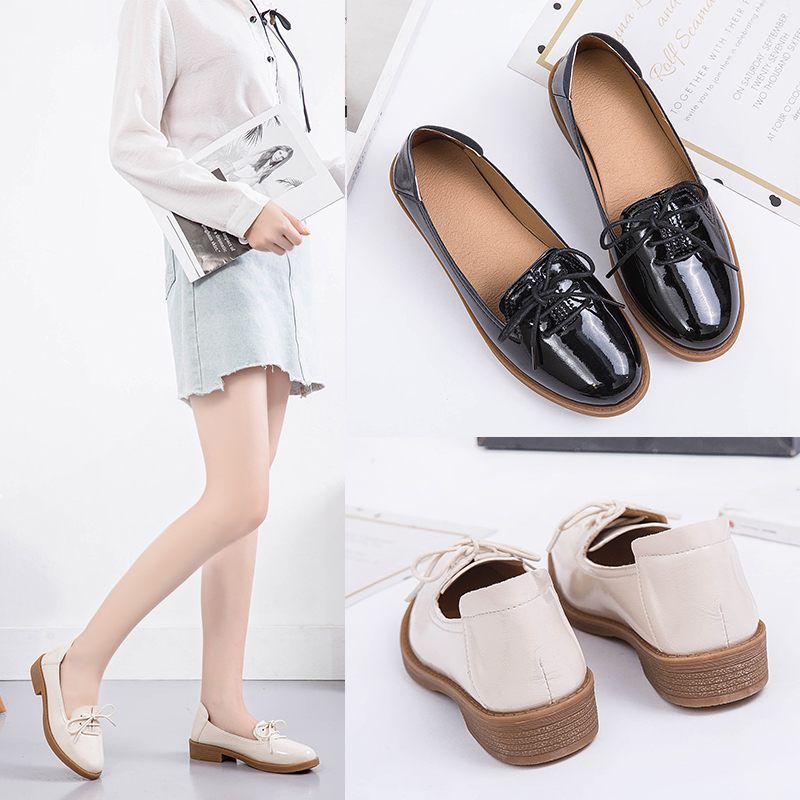 Kymi Casual Leather Loafer Skor För Kvinnor - Beige
