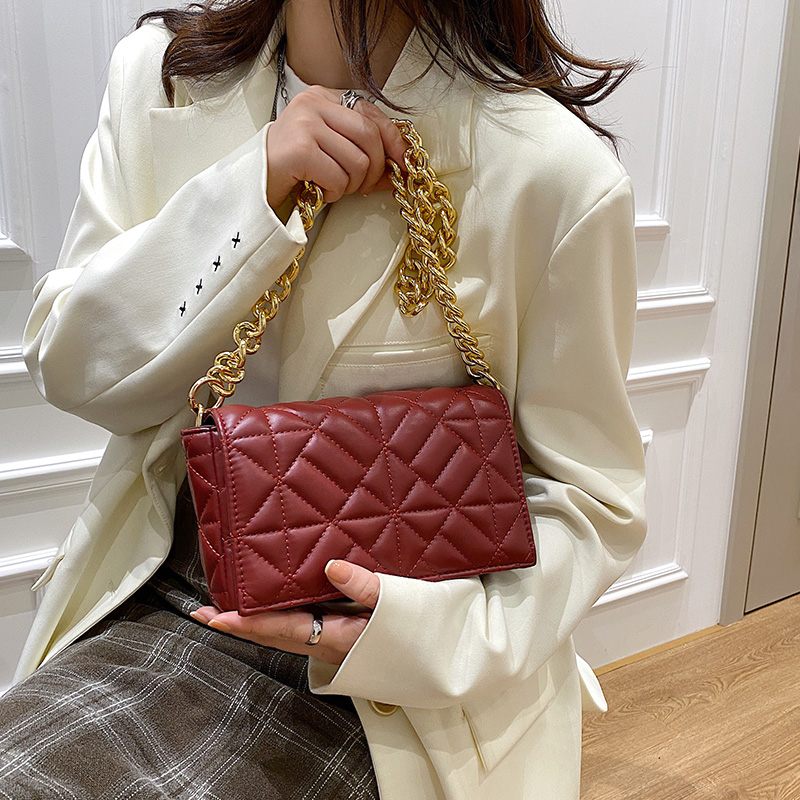 Latty Minimalistisk Quilted Flap Handväska För Kvinnor - Brun