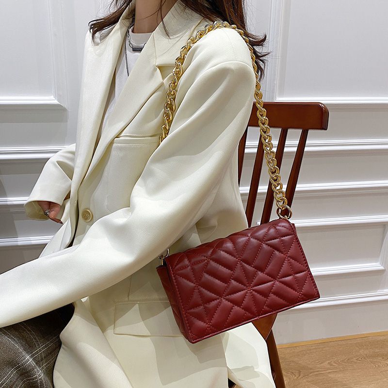 Latty Minimalistisk Quilted Flap Handväska För Kvinnor - Brun