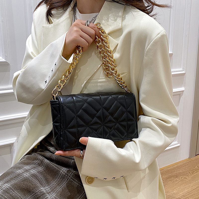 Latty Minimalistisk Quilted Flap Handväska För Kvinnor - Brun