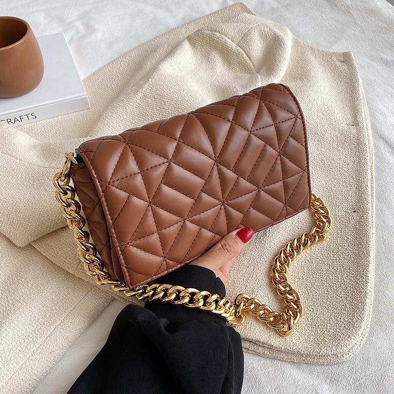 Latty Minimalistisk Quilted Flap Handväska För Kvinnor - Brun