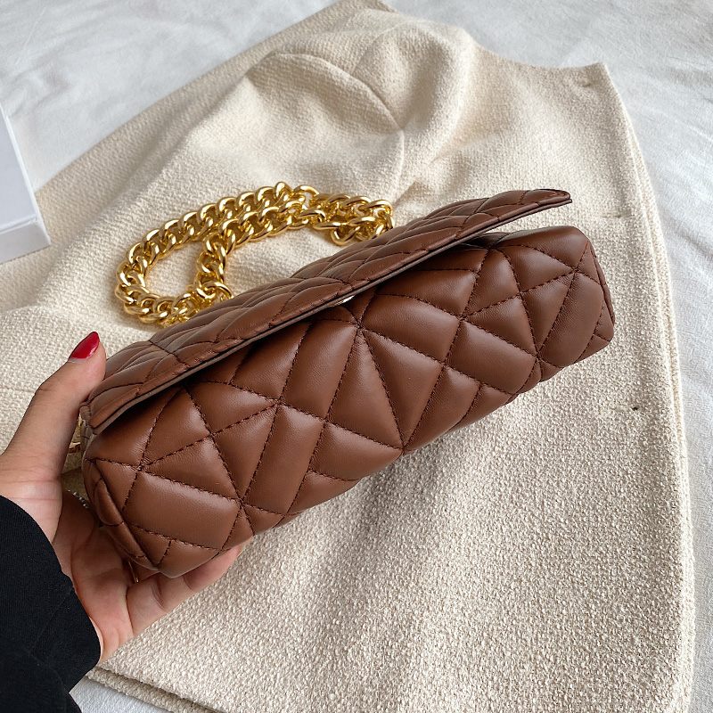 Latty Minimalistisk Quilted Flap Handväska För Kvinnor - Brun