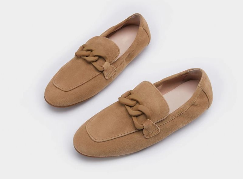 Laura Platta Läder Loaferskor För Kvinnor - Aprikos