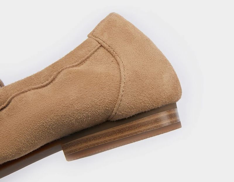 Laura Platta Läder Loaferskor För Kvinnor - Aprikos
