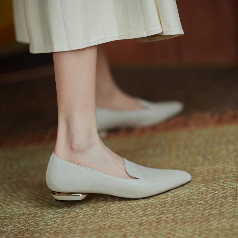 Leron Designer Loafer I Läder För Kvinnor - Beige