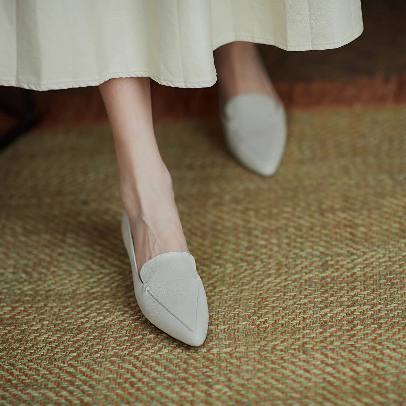 Leron Designer Loafer I Läder För Kvinnor - Beige