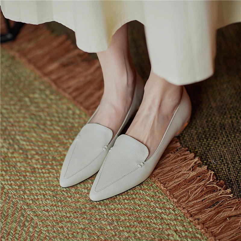 Leron Designer Loafer I Läder För Kvinnor - Beige