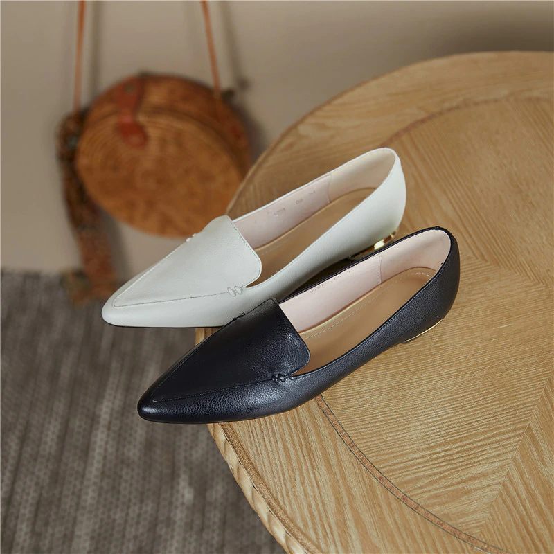 Leron Designer Loafer I Läder För Kvinnor - Beige