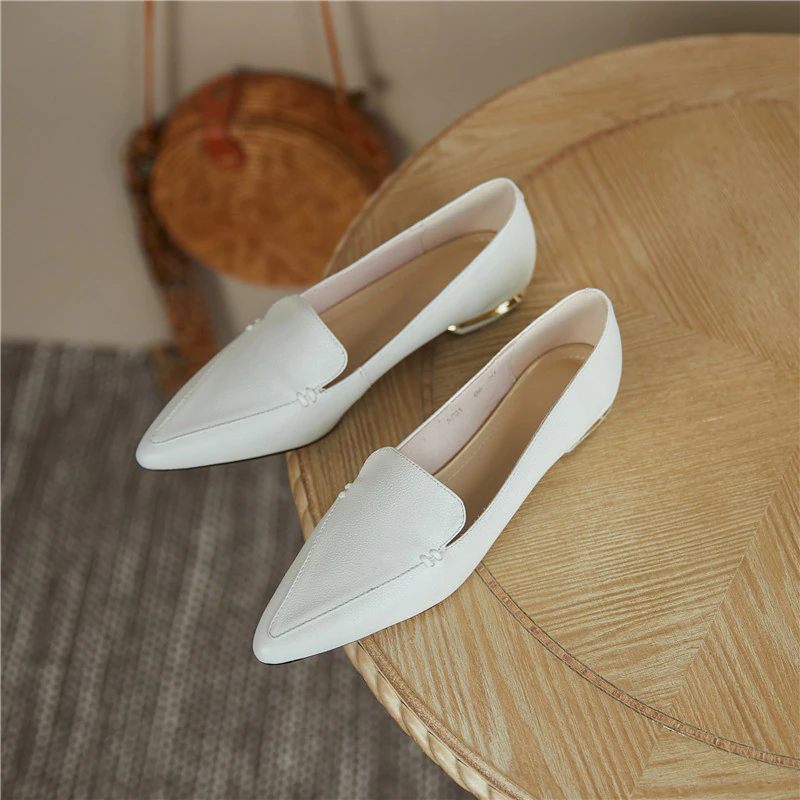 Leron Designer Loafer I Läder För Kvinnor - Beige