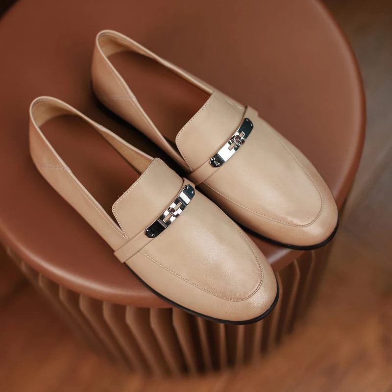 Letty Damklänning Flat Loafer Skor - Aprikos