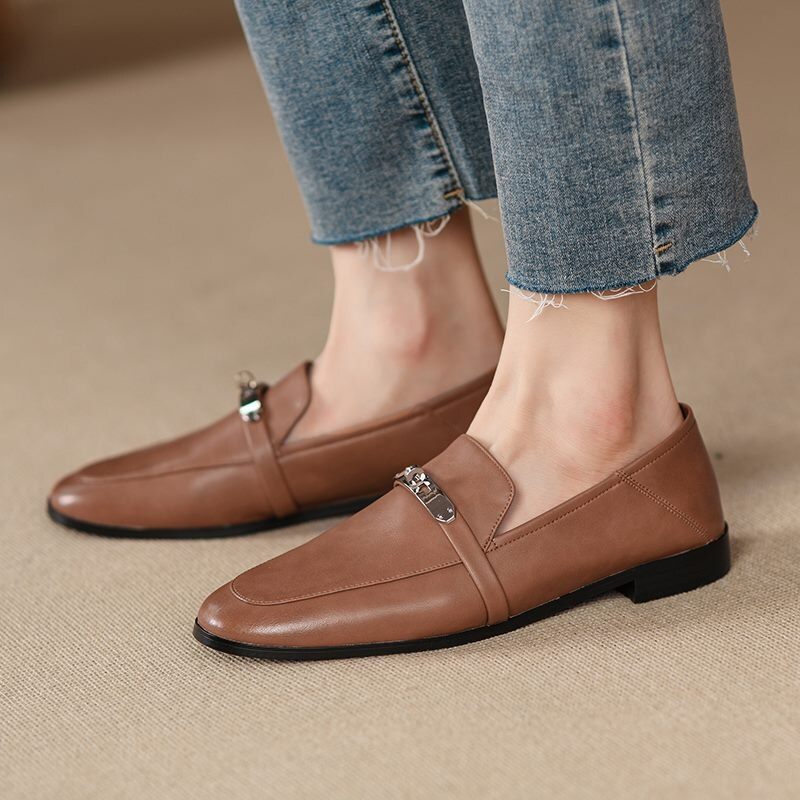 Letty Damklänning Flat Loafer Skor - Aprikos