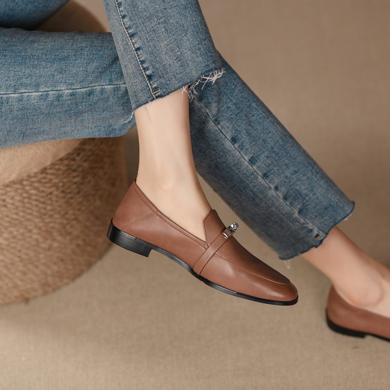 Letty Damklänning Flat Loafer Skor - Aprikos