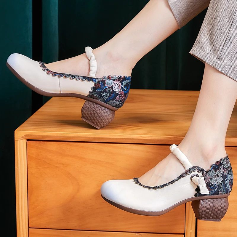 Lina Dam Spring Flower Pumps Skor - Beige