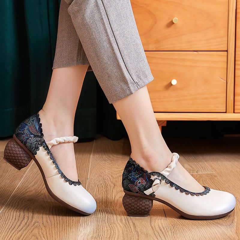 Lina Dam Spring Flower Pumps Skor - Beige