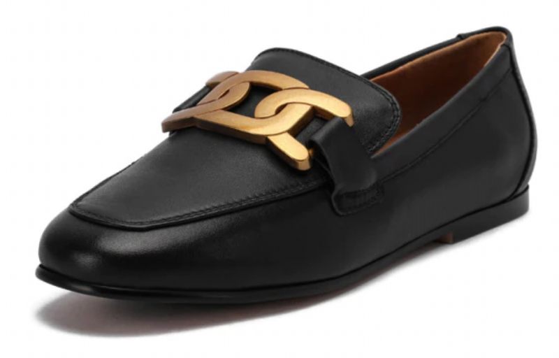 Lina Damer Casual Leather Loafer Skor - Svart